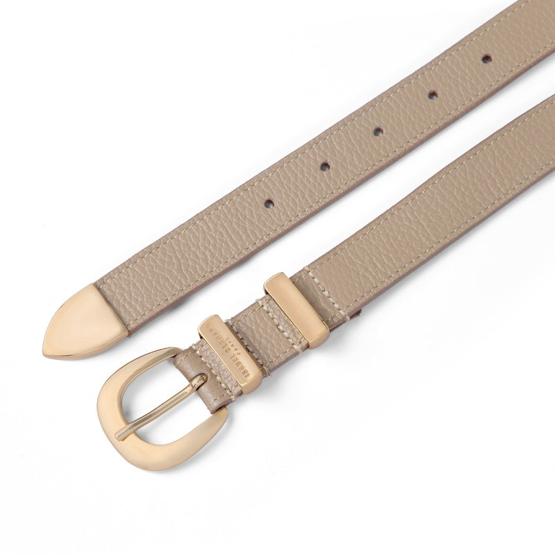 Isabel Bernard Rêveur Mathilde Ceinture en cuir de veau taupe avec boucle dorée IB60020-078-95-zoom-