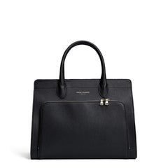 Isabel Bernard Honoré Nadine black calfskin leather handbag with 13 inch laptop compartment IB25110-001-13