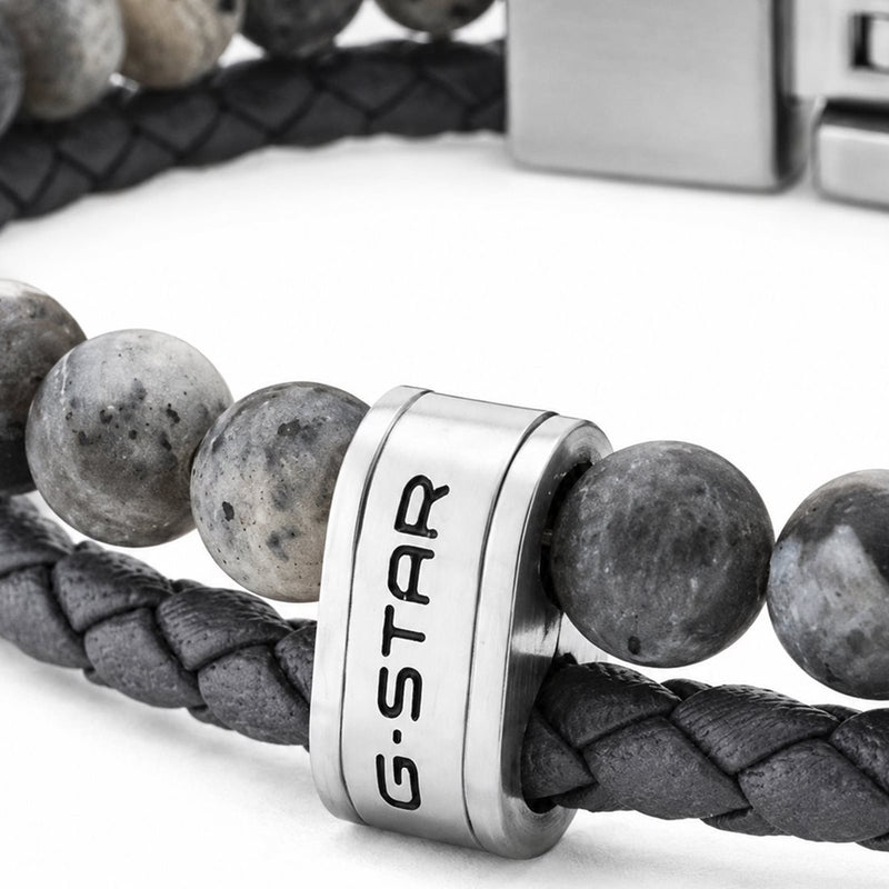 G-STAR Tether02R Bracelet en cuir tressé gris GSJ.110.04-zoom-