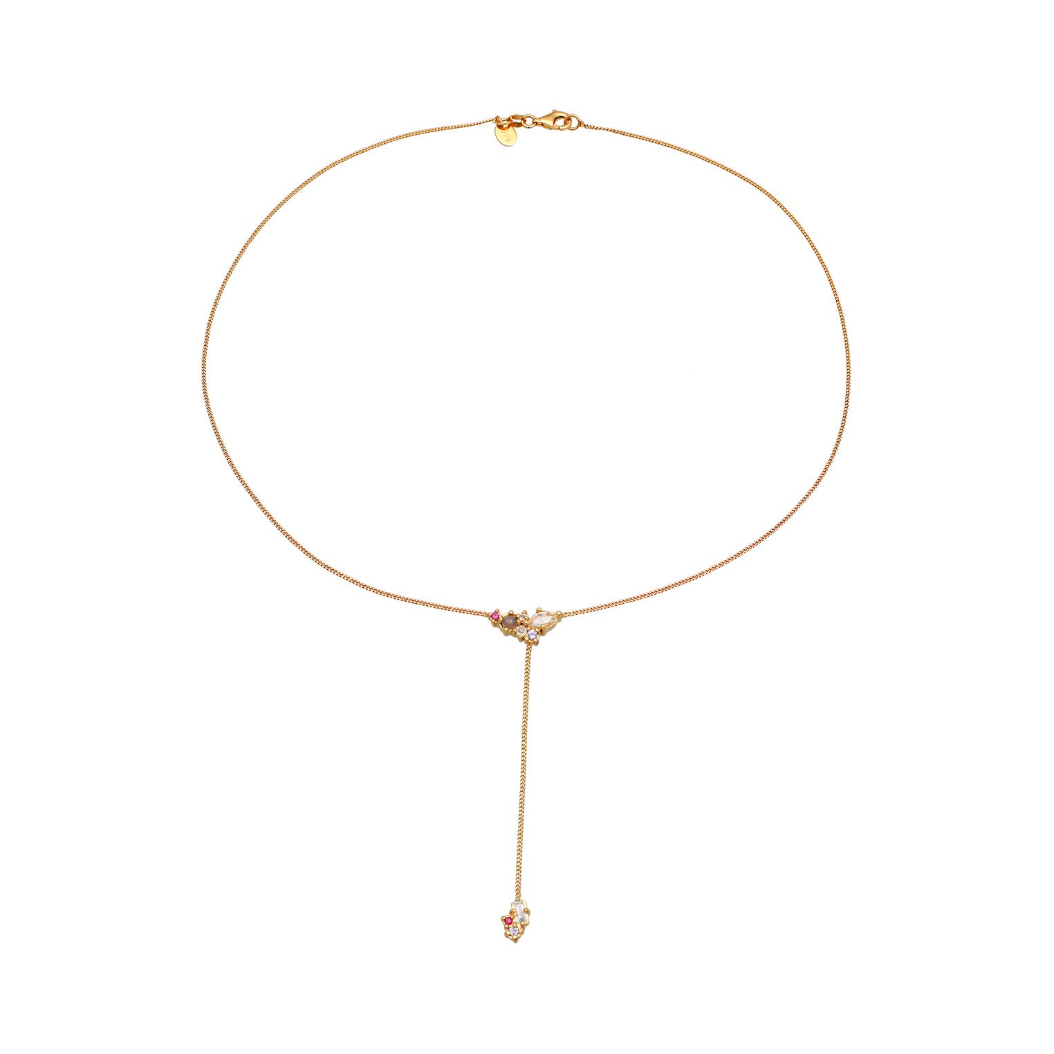 Elli 925 Sterling Silver Y Chain Necklace Gold plated with Topaz 2004-BF-0008126-001