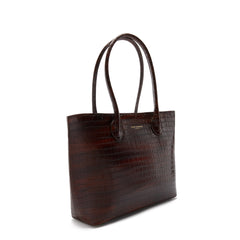 Isabel Bernard Honoré Lysanne Croco Brown Calfskin Shopper IB25025