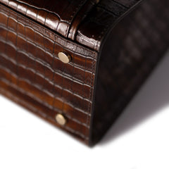 Isabel Bernard Honoré Nadine croco brown calfskin leather handbag with 13 inch laptop compartment IB25110-230-13