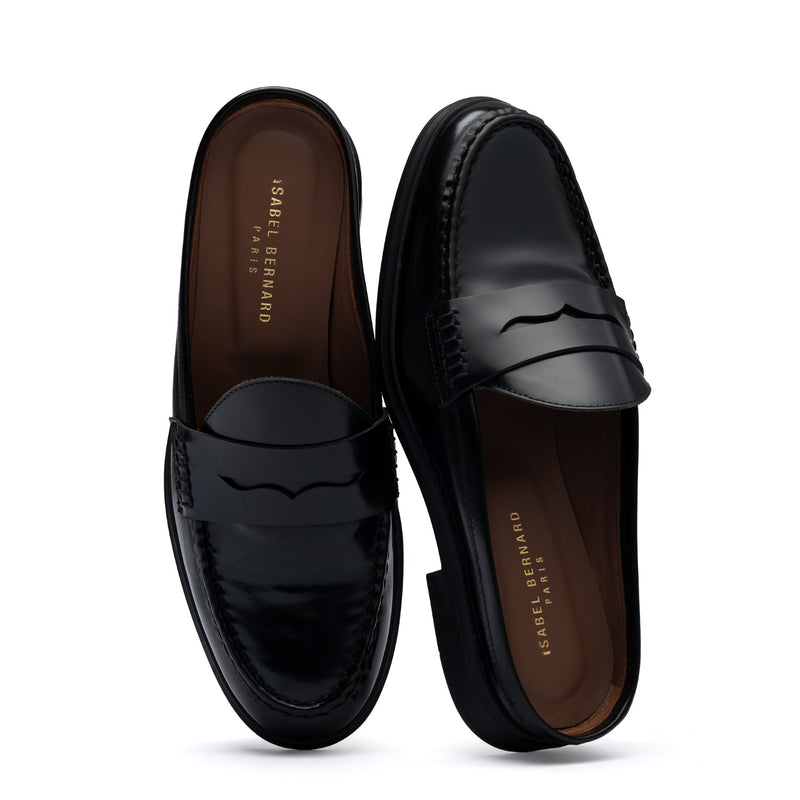 Isabel Bernard Vendôme Blandine mules noires en cuir spazzolato IB51016-601-35-zoom-