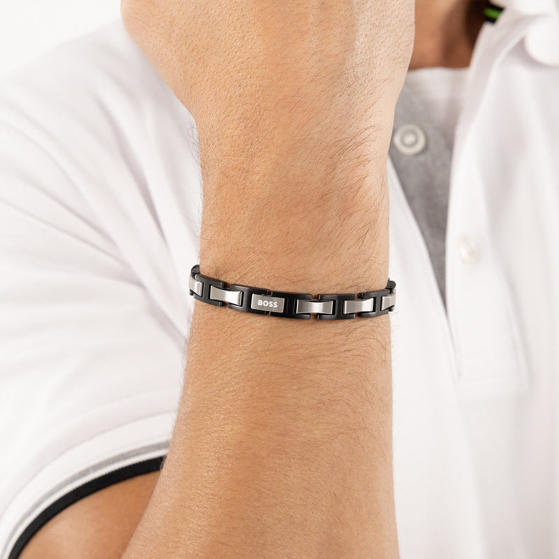 Hugo Boss Acier Inoxydable Noir Homme Bracelet Chaîne HBJ1580794-zoom-