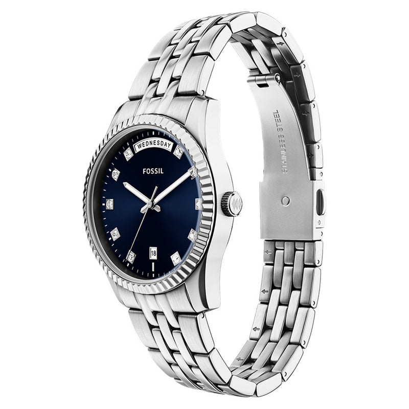 Fossil Scarlette Round Blue Dial Watch ES5457-zoom-