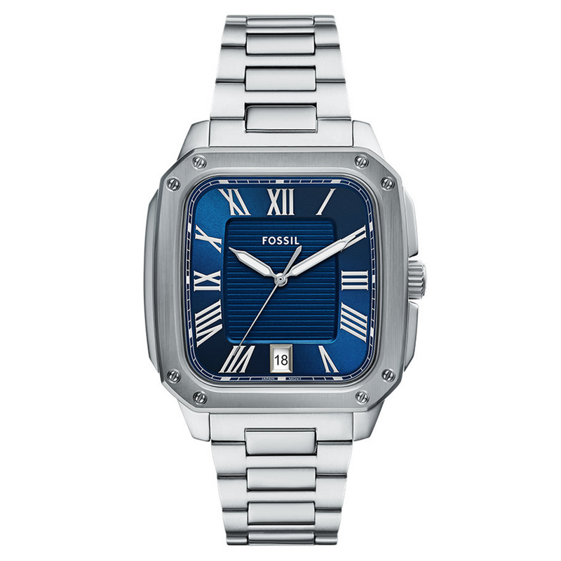 Fossil Crosby Montre Pour Homme Argentée et Bleue FS6121-zoom-