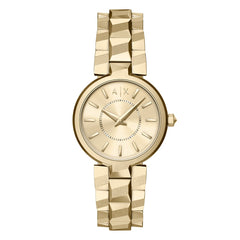 Armani Exchange Audora Round Gold Dial Watch AX4407