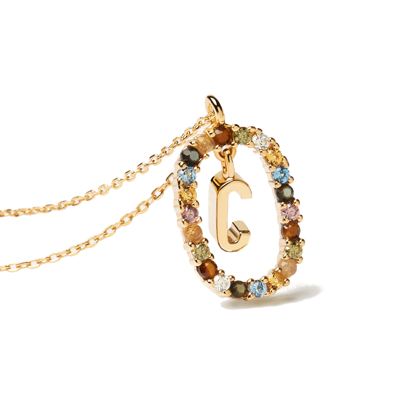 P D Paola 925 Sterling Silver Gold-coloured Letter V Necklace CO01-281-U