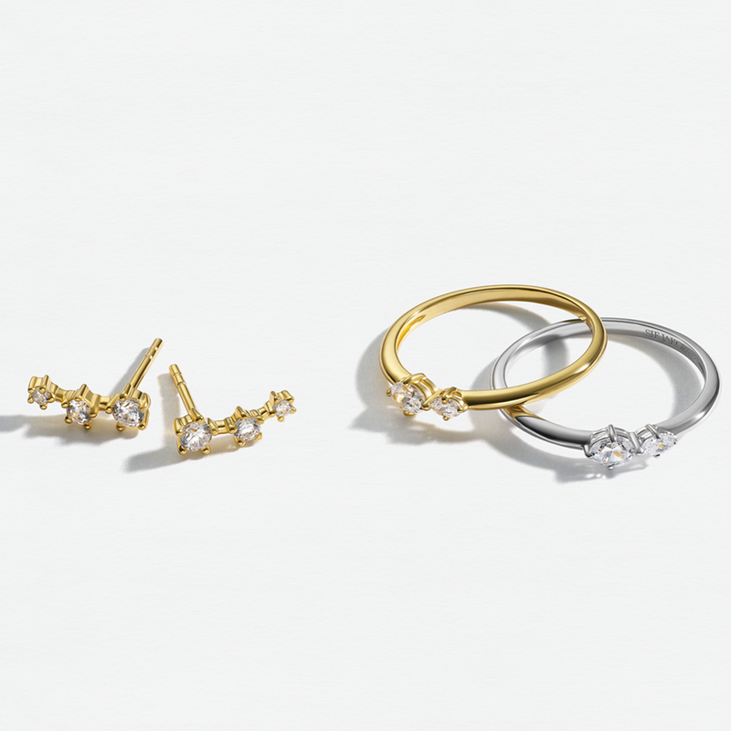 Sif Jakobs Gold Plated Lucente Tre Earrings SJ-E2703-CZ-YG-zoom-