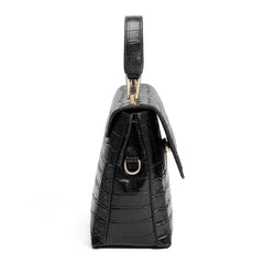 Isabel Bernard Femme Forte Heline croco Black Leather Handbag made of Calfskin IB21037