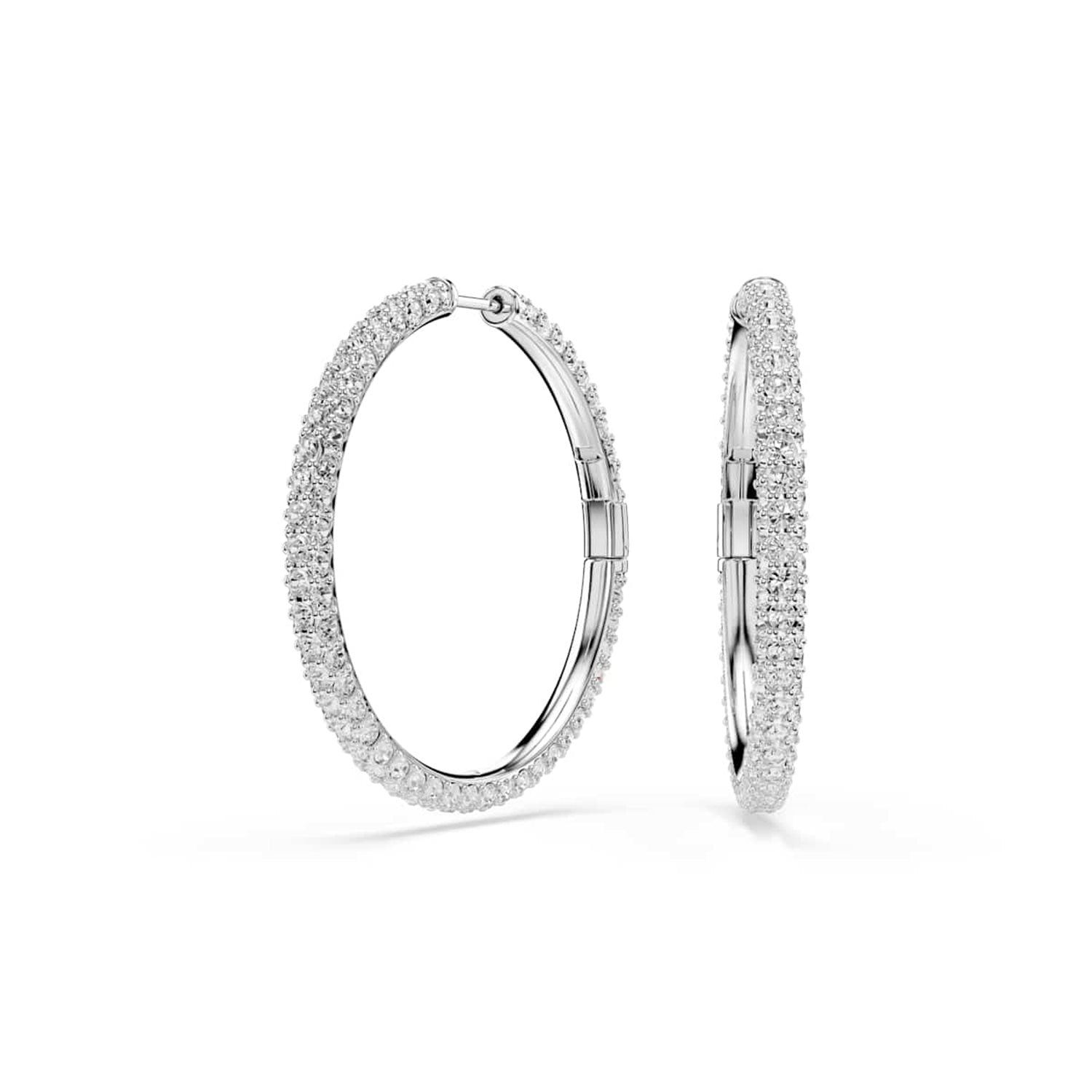 Swarovski Dextera Round Silver-Tone Hoop Earrings 5754156