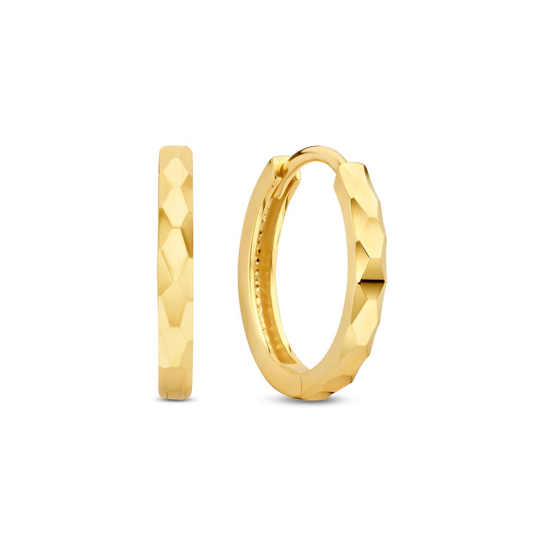 Beloro Jewels Quadrilatero d'Ora Marina 9 karat gold hoop earrings with diamond cut BO360090-zoom-