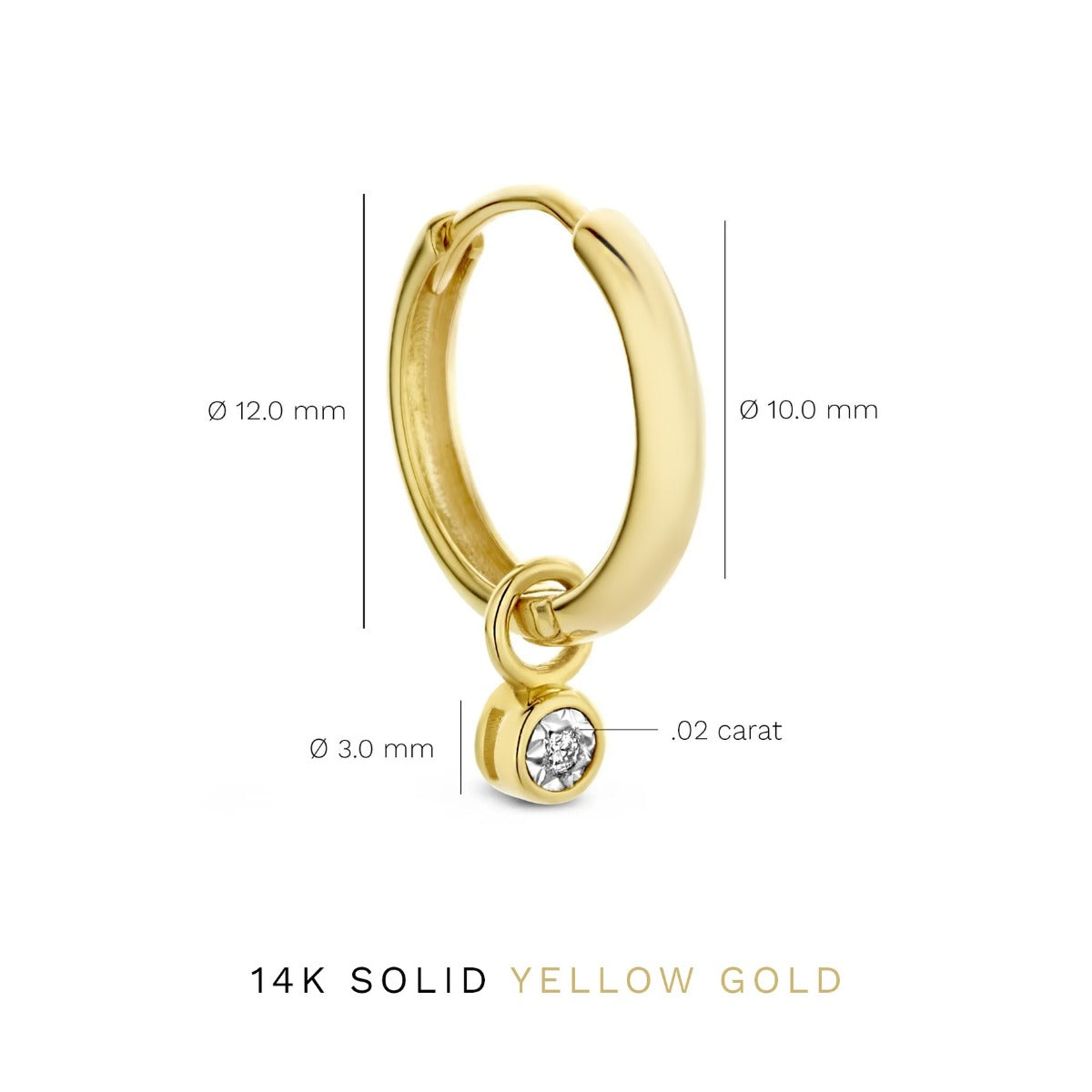 Isabel Bernard De La Paix Inaya 14 Carat Golden Hoop Earrings | diamond 0.02 ct | IBD360022