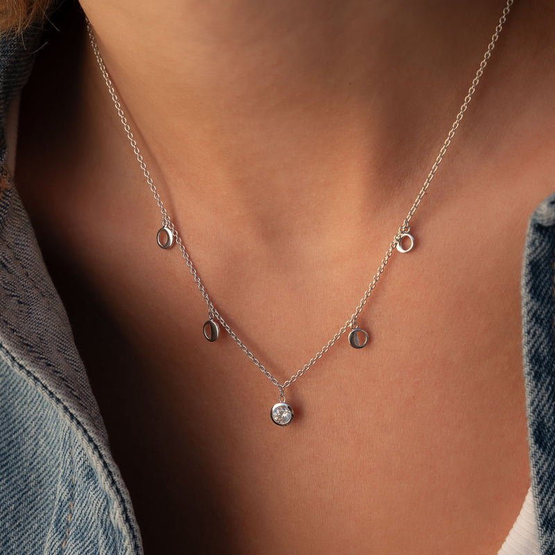 Violet Hamden Luna Collier en Argent 925 Sterling avec Lunes et Pierre de Zircon Blanc VH340039-zoom-