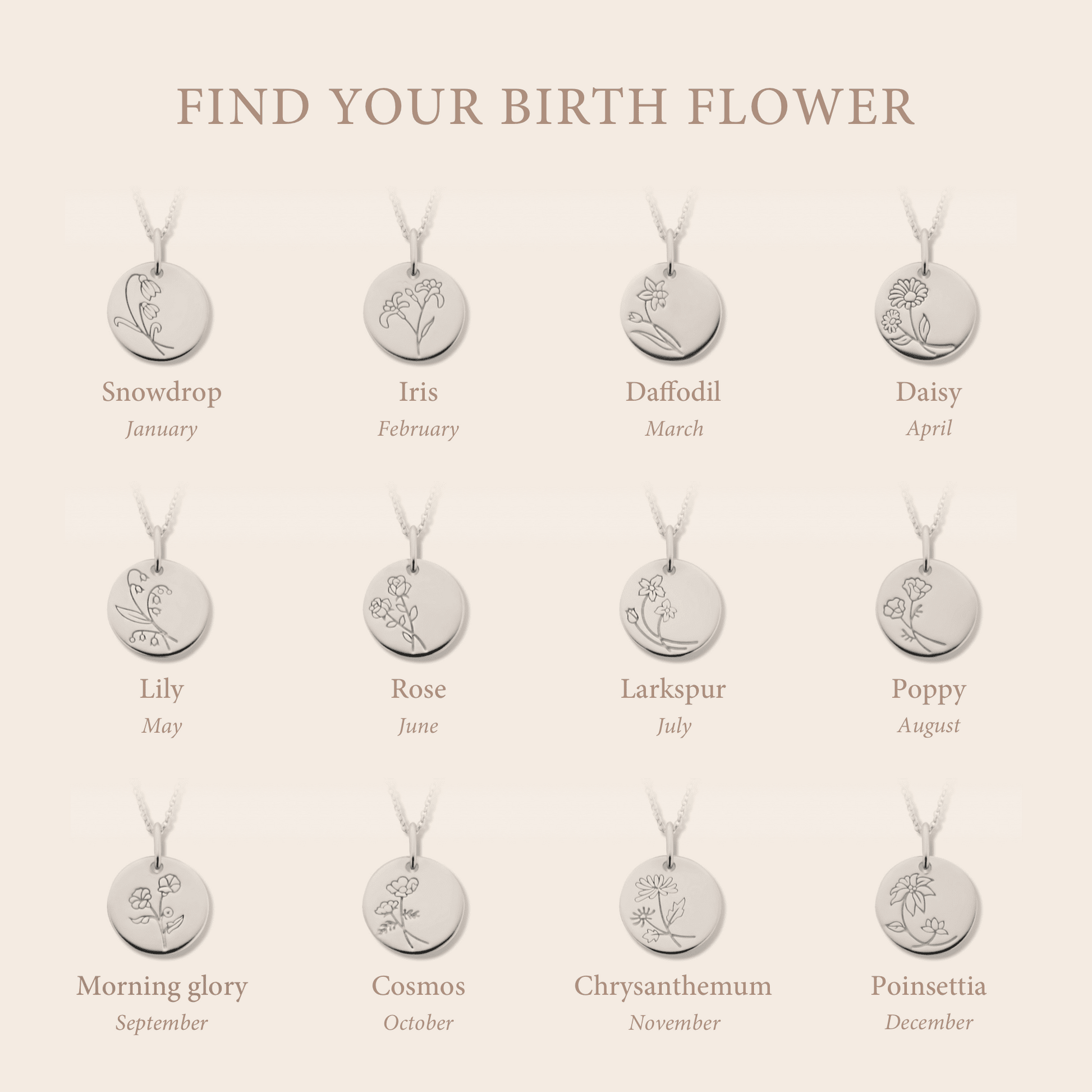 Violet Hamden Venus 925 Sterling Silver Necklace with Birthflower VH340026-JAN