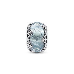 Pandora Moments 925 Sterling Silver Winter Blue Snowflake Murano Charm 792377C00