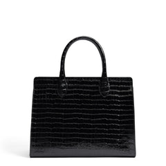 Isabel Bernard Honoré Nadine croco black calfskin leather handbag with 13 inch laptop compartment IB25110-201-13