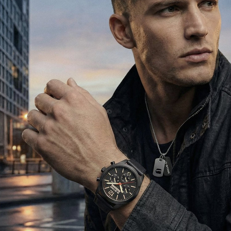 G-STAR Originals Montre Homme en Cuir Noir GSW.504.02-zoom-