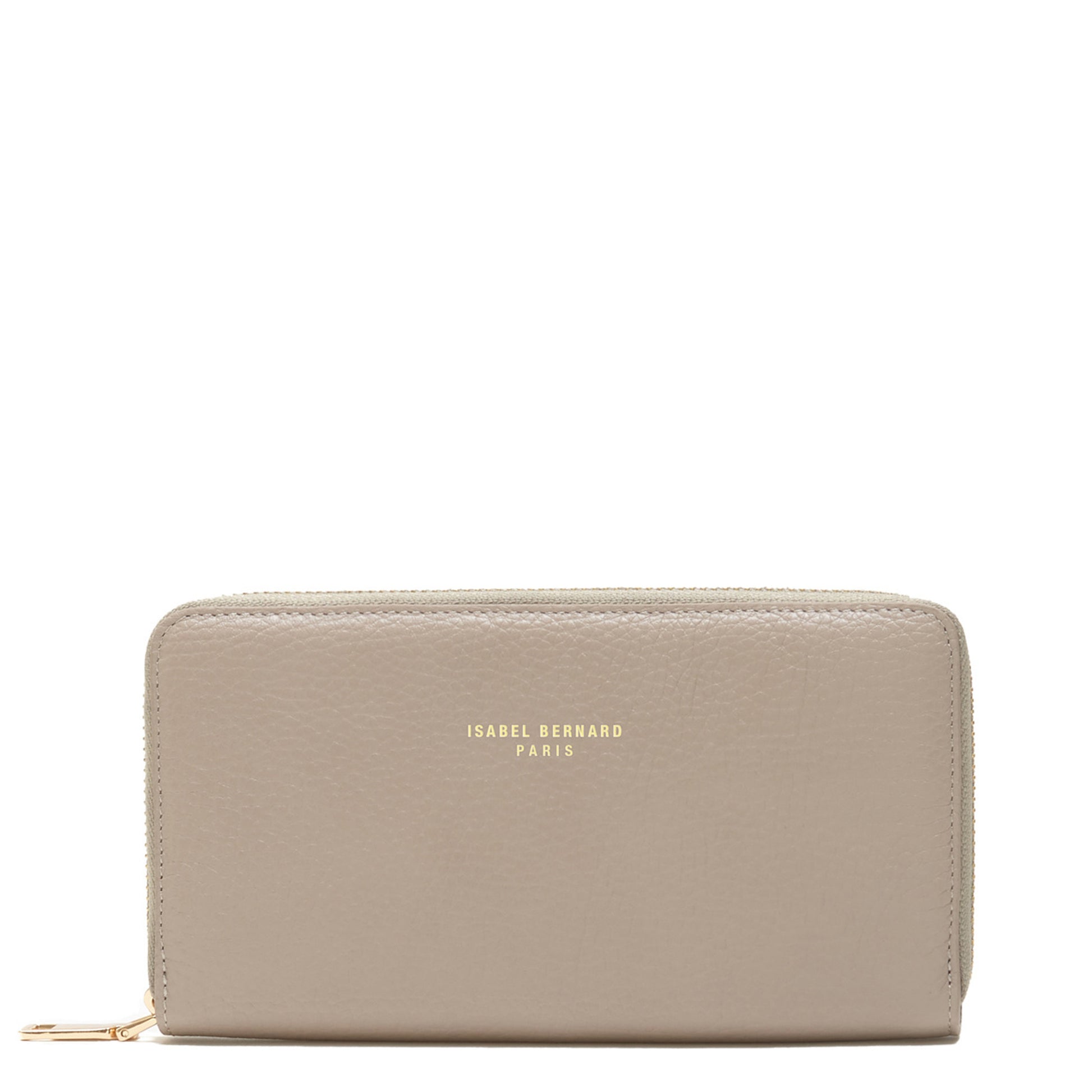 Isabel Bernard Honoré Léa Taupe Calfskin Zip Wallet IB23017