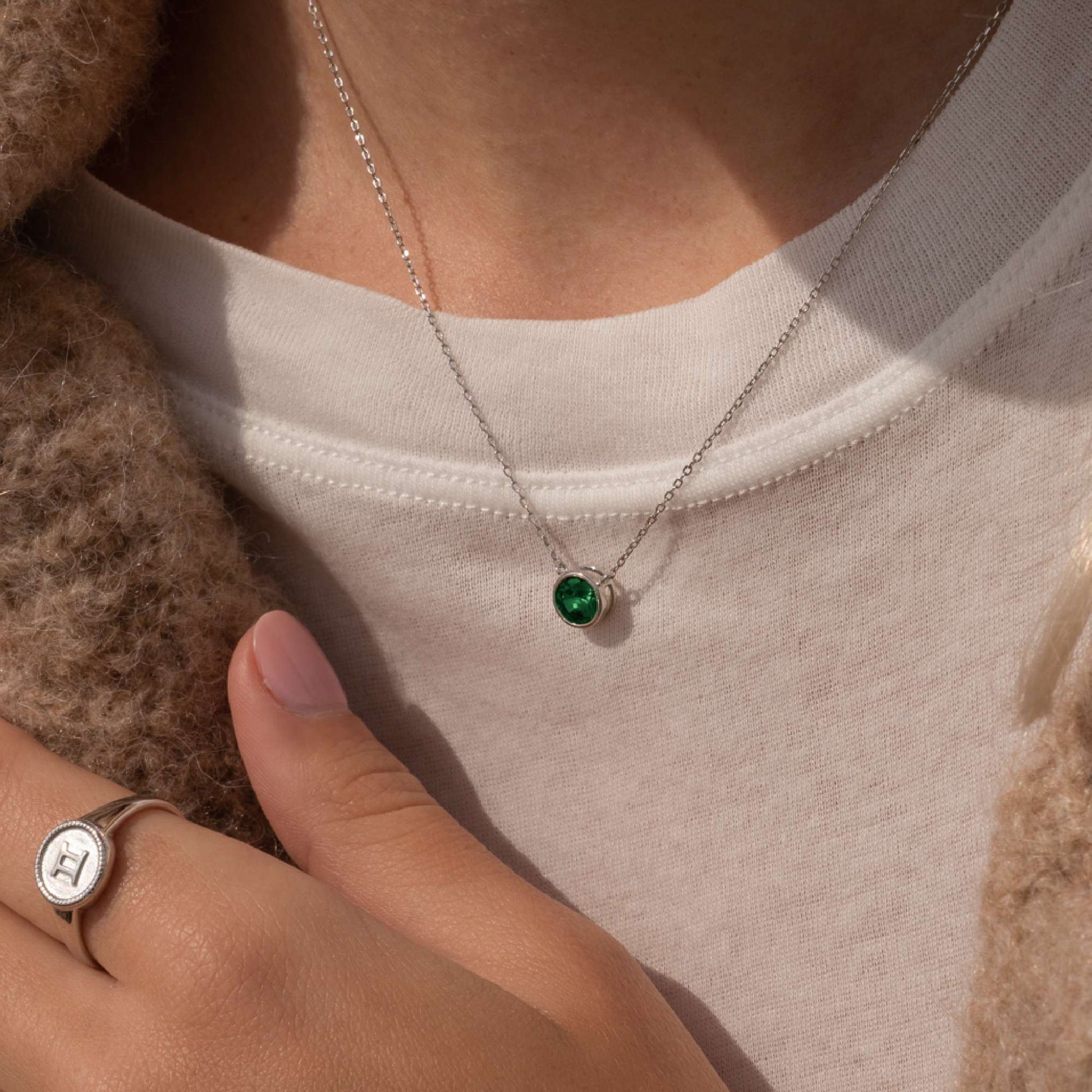 Violet Hamden Venus 925 Sterling Silver Necklace with Birthstone VH340009-AUG