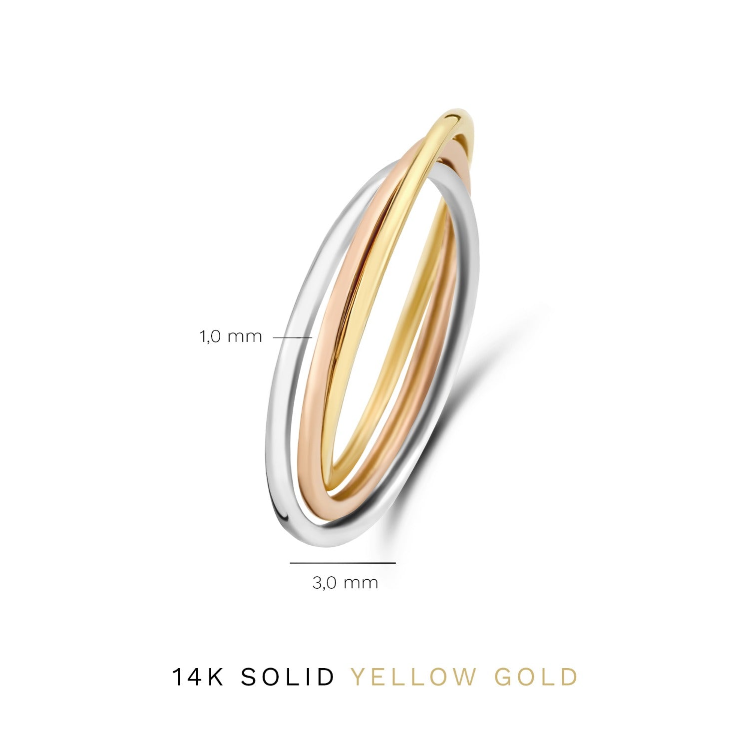 Isabel Bernard Tricolore Maeva 14 Karaat Gouden Ring Met Drie Kleuren Goud IB330039-50