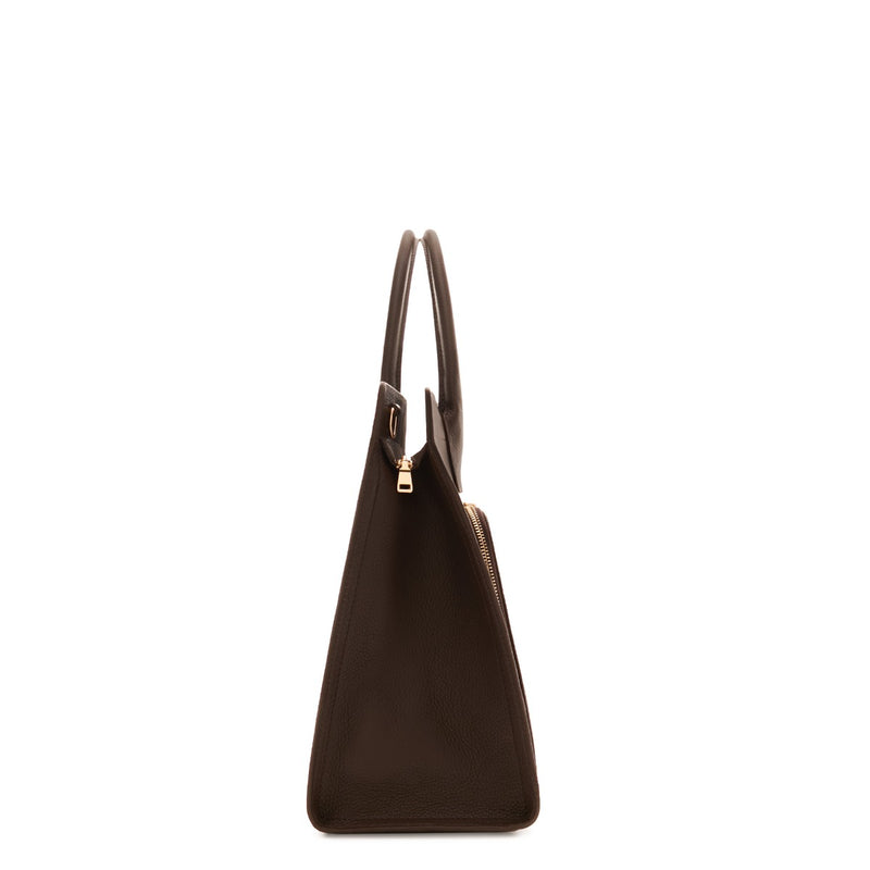 Isabel Bernard Sac à main Nadine en cuir de veau marron avec compartiment pour ordinateur portable IB25087-zoom-