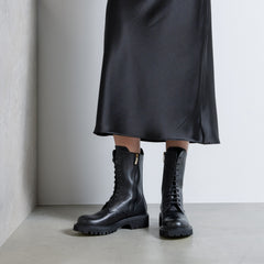 Isabel Bernard Vendôme Myrthe Black Calfskin Lace-up boots IB53008-01-36