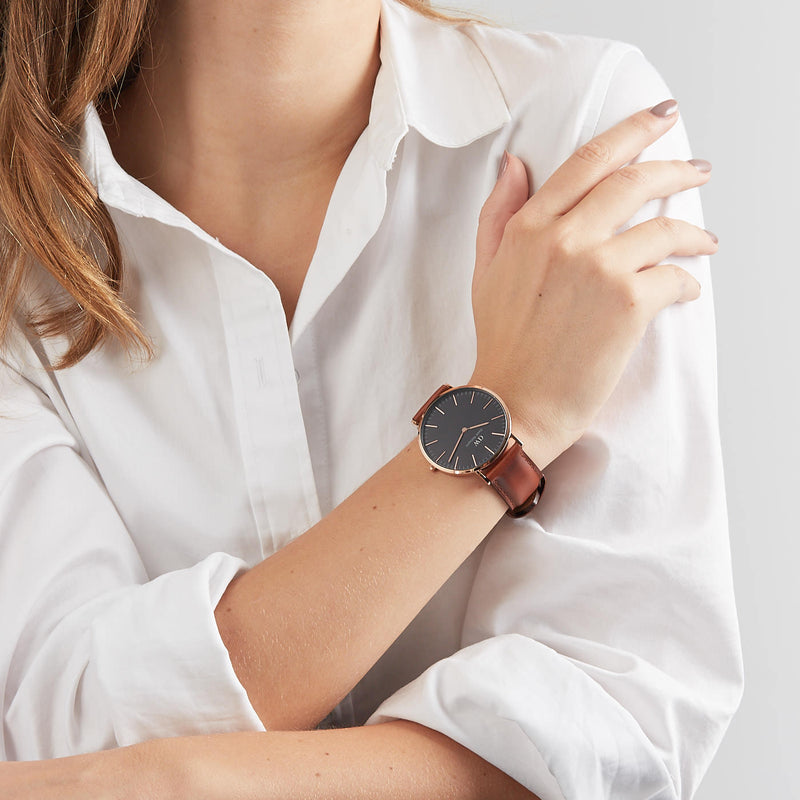 Daniel Wellington Classic Black St. Mawes Femmes/Hommes/Unisexe Montre Marron DW00100124-zoom-