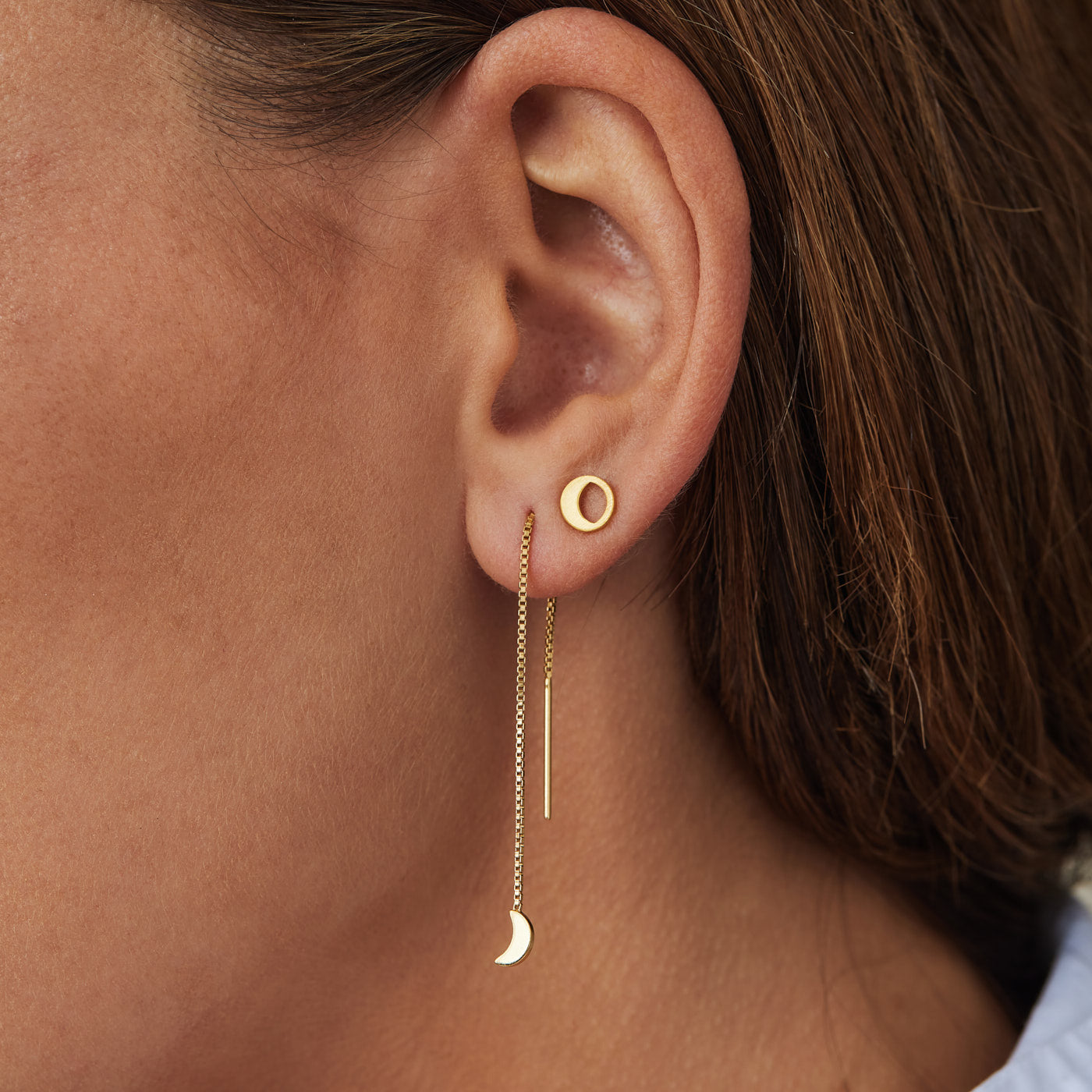 Violet Hamden 925 Sterling Silver Gold-coloured Long Night Cresent Moon Earrings VH16047