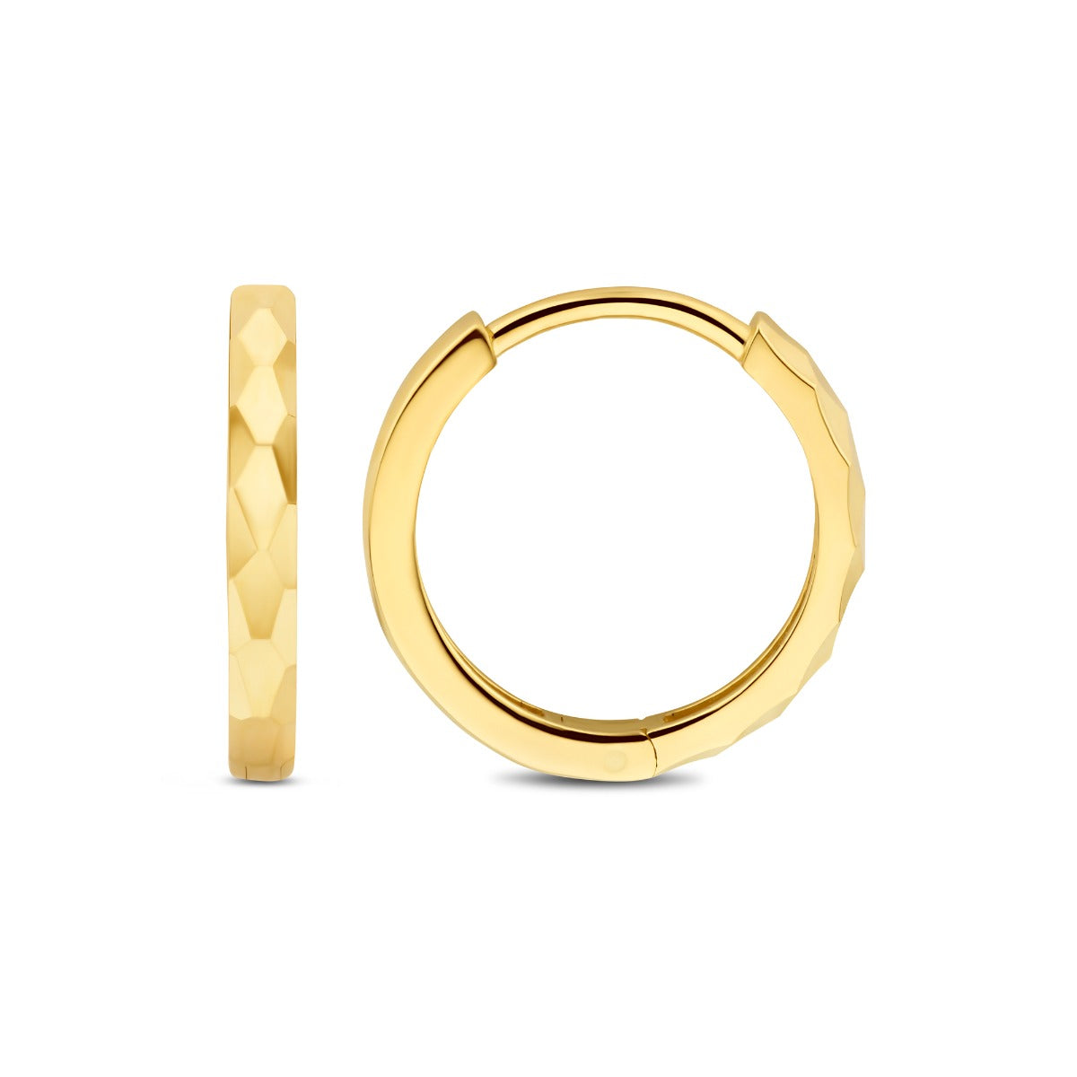 Beloro Jewels Quadrilatero d'Ora Marina 9 karat gold hoop earrings with diamond cut BO360090