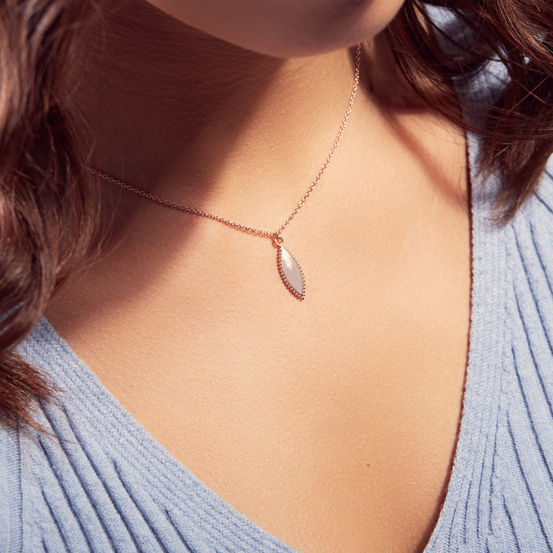 Karma 925 Sterling Zilveren Dots Pointy Oval Roségoudkleurige Ketting T240 (Lengte: 38.00-45.00 cm)-zoom-