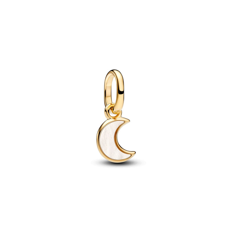 Pandora ME Mini Charm Pendant Bioresin Man-Made Mother Of Pearl White Crescent Moon Plaqué Or 764614C01-zoom-
