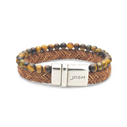 Josh Cognac Natural Stone Bracelet 09333SL/CGNC/MED