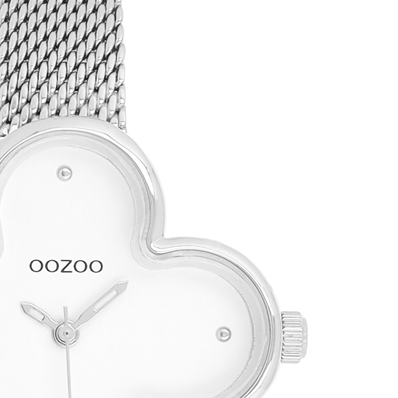 OOZOO Timepieces Montre Femme Trèfle Argenté et Blanc C11525-zoom-