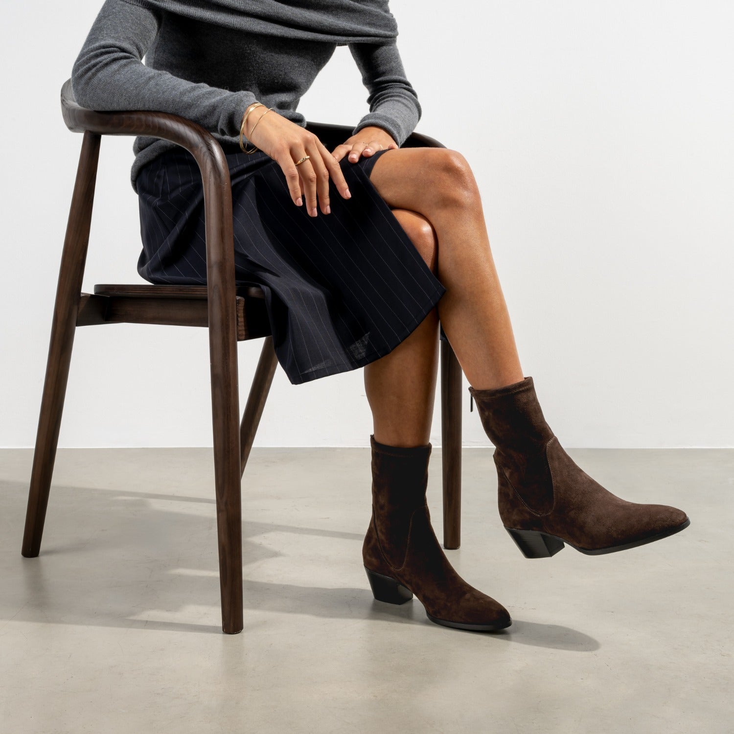 Isabel Bernard Vendôme Estelle Brown Stretch Suede Boots IB53013-130-38