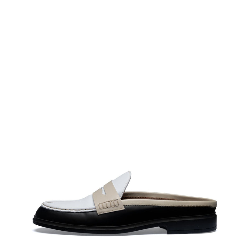 Isabel Bernard Vendôme Blandine mules en cuir de veau noir et blanc avec détails blancs IB51016-10170-35-zoom-