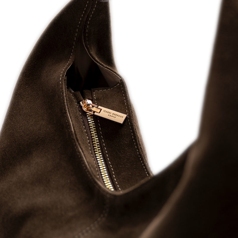 Isabel Bernard Honoré Grace sac bandoulière en suède marron foncé IB25093-131-zoom-