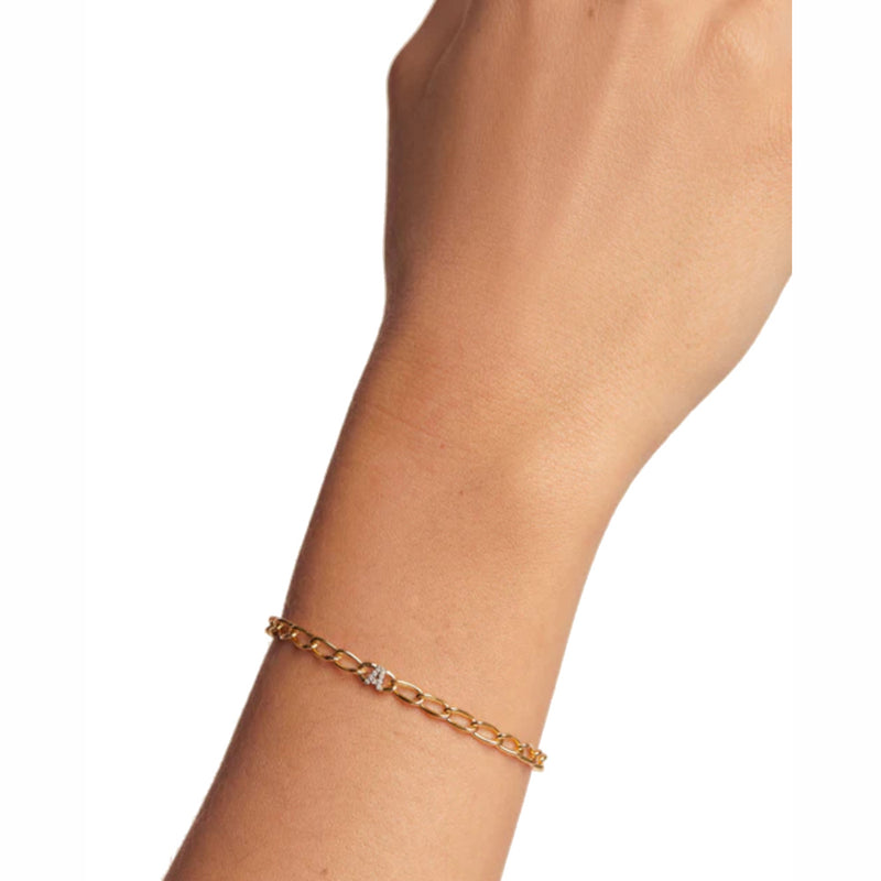 P D Paola Mini Letters Femmes Bracelet Plaqué or 18 carats PU01-541-U-zoom-