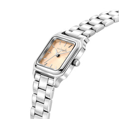 Violet Hamden Dawn Base Square Women's Watch Silver Coloured and Taupe VH09036