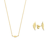 Isabel Bernard Cadeau d'Isabel Coffret cadeau collier et puces d'oreilles en or 14 carats avec plume IB90186