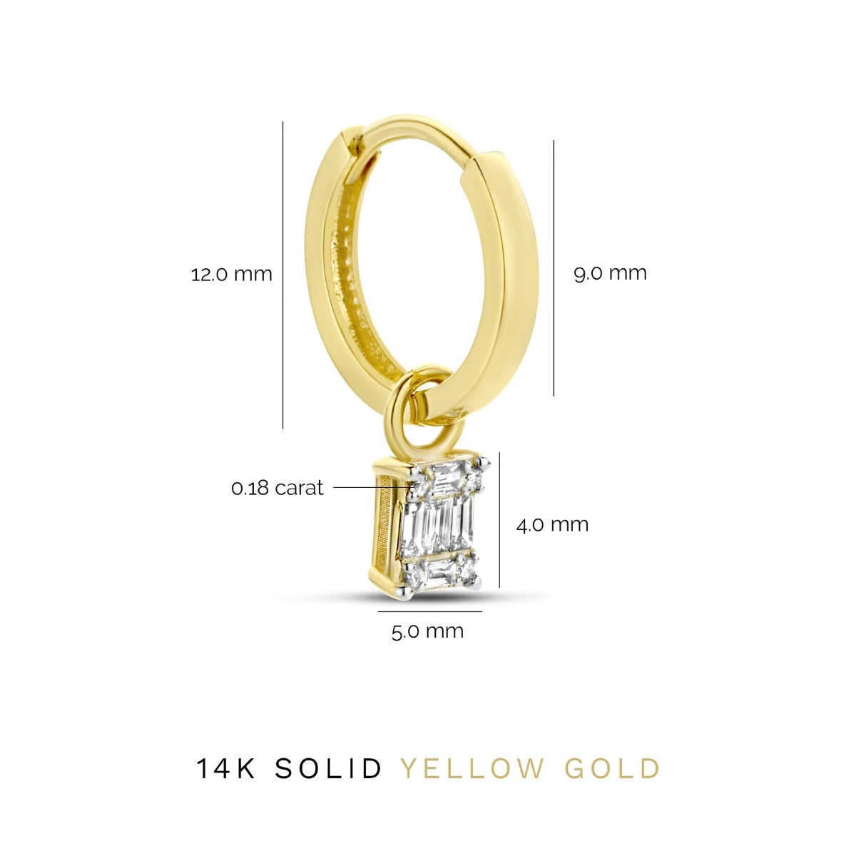 Isabel Bernard De la Paix Maxime 14 Carat Golden Hoop Earrings | diamond 0.18 ct | IBD360019