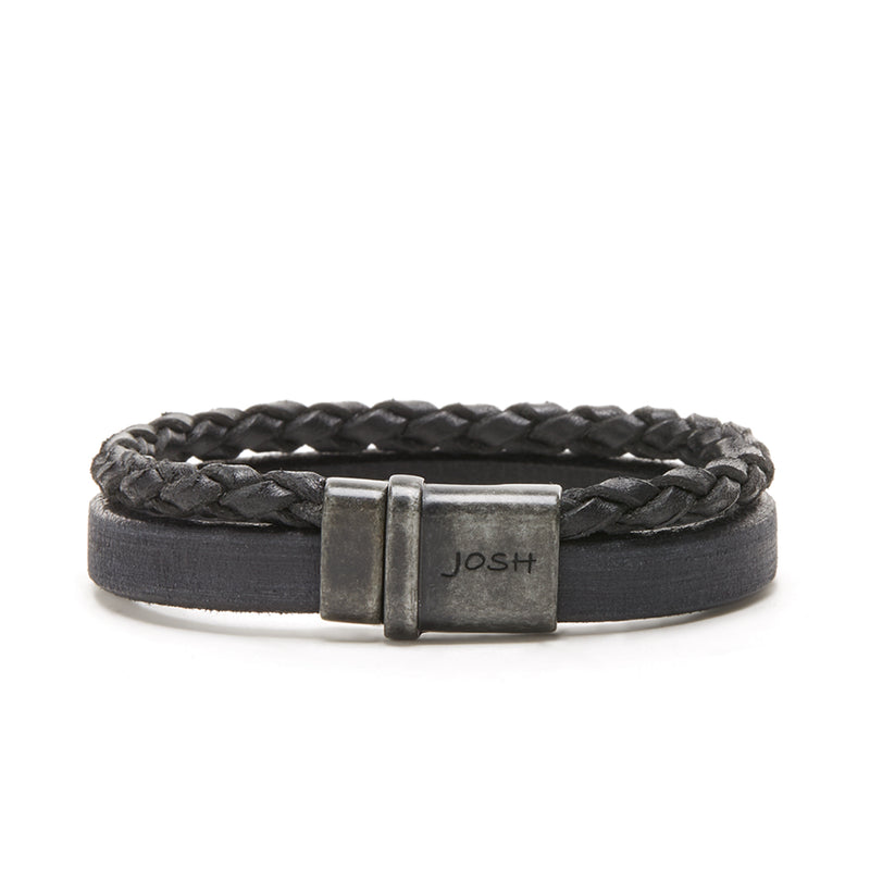 Josh Vintage Bracelet Noir 09264-BRA-VB/BLACK/L-zoom-