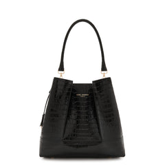 Isabel Bernard Femme Forte Macie Croco Black Calfskin Leather Handbag IB25074-201