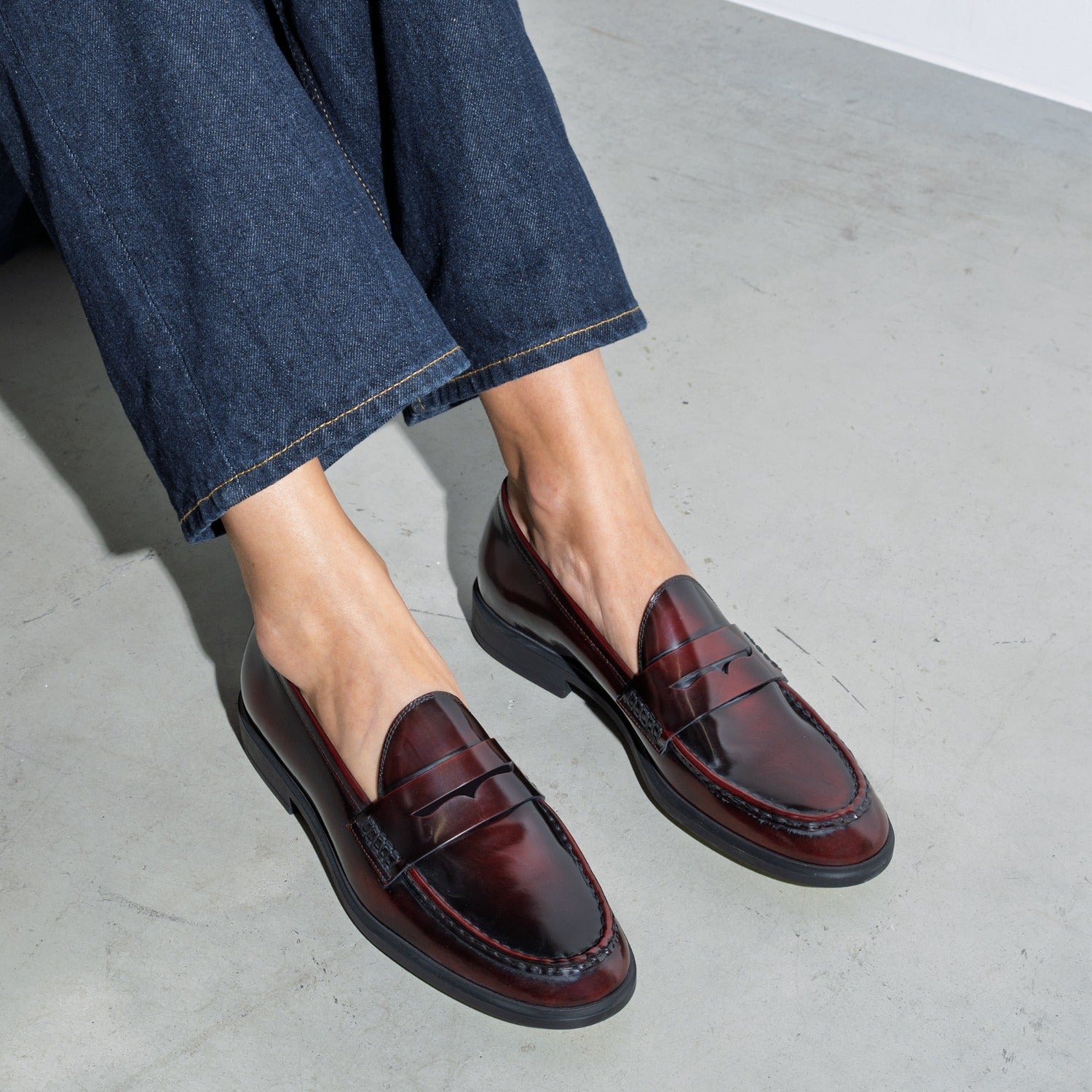 Isabel Bernard Vendôme Blandine Bordeaux Spazzolato Leather Loafers IB51015-652-39