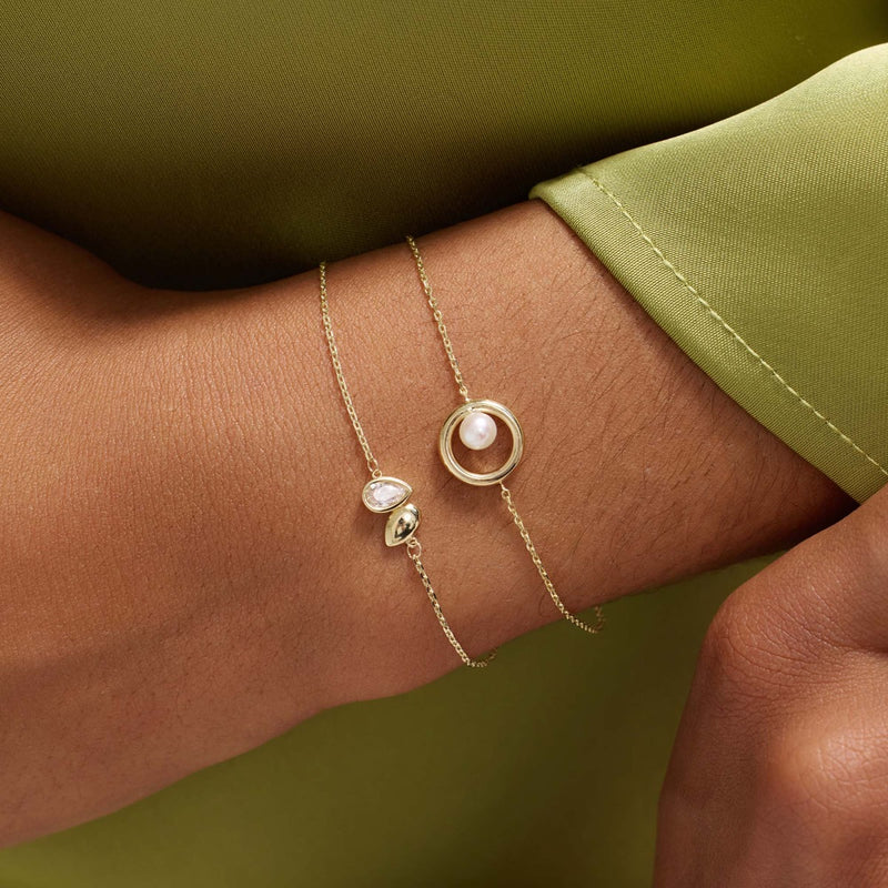 Beloro Jewels Regalo d'Amore ensemble cadeau collier et bracelet en or 9 carats avec perle BO90018-zoom-