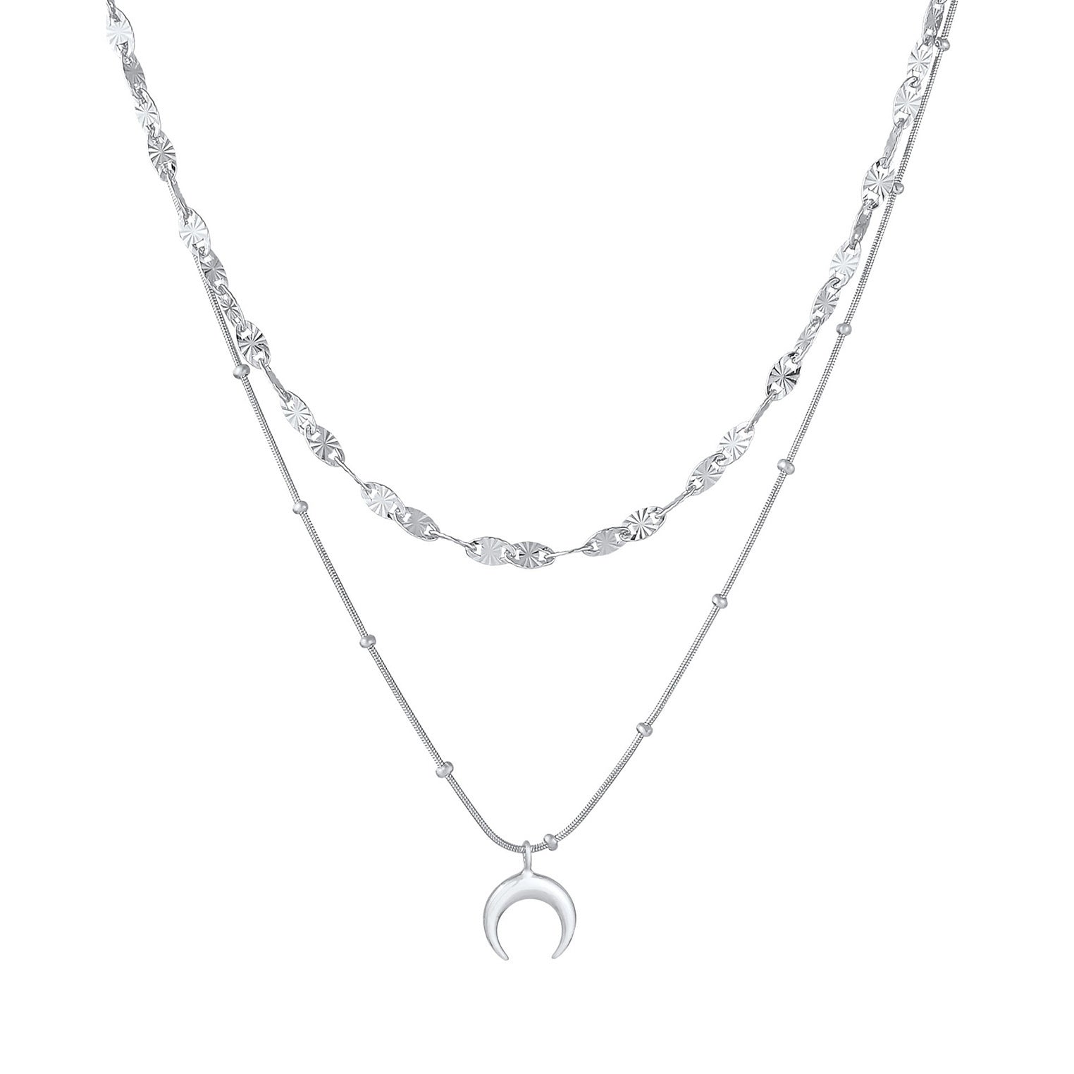 Elli 925 Sterling Silver Layered Link Chain Necklace 2004-BF-0008191-001