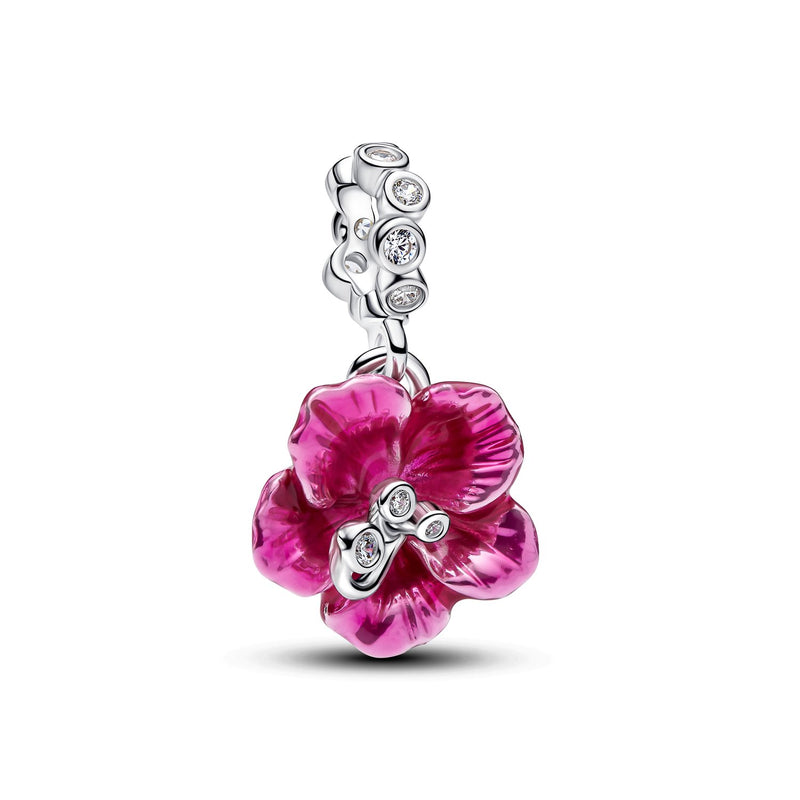 Pandora Moments Charm Pendant Hibiscus Enamel Cubic Zirconia 794698C01-zoom-