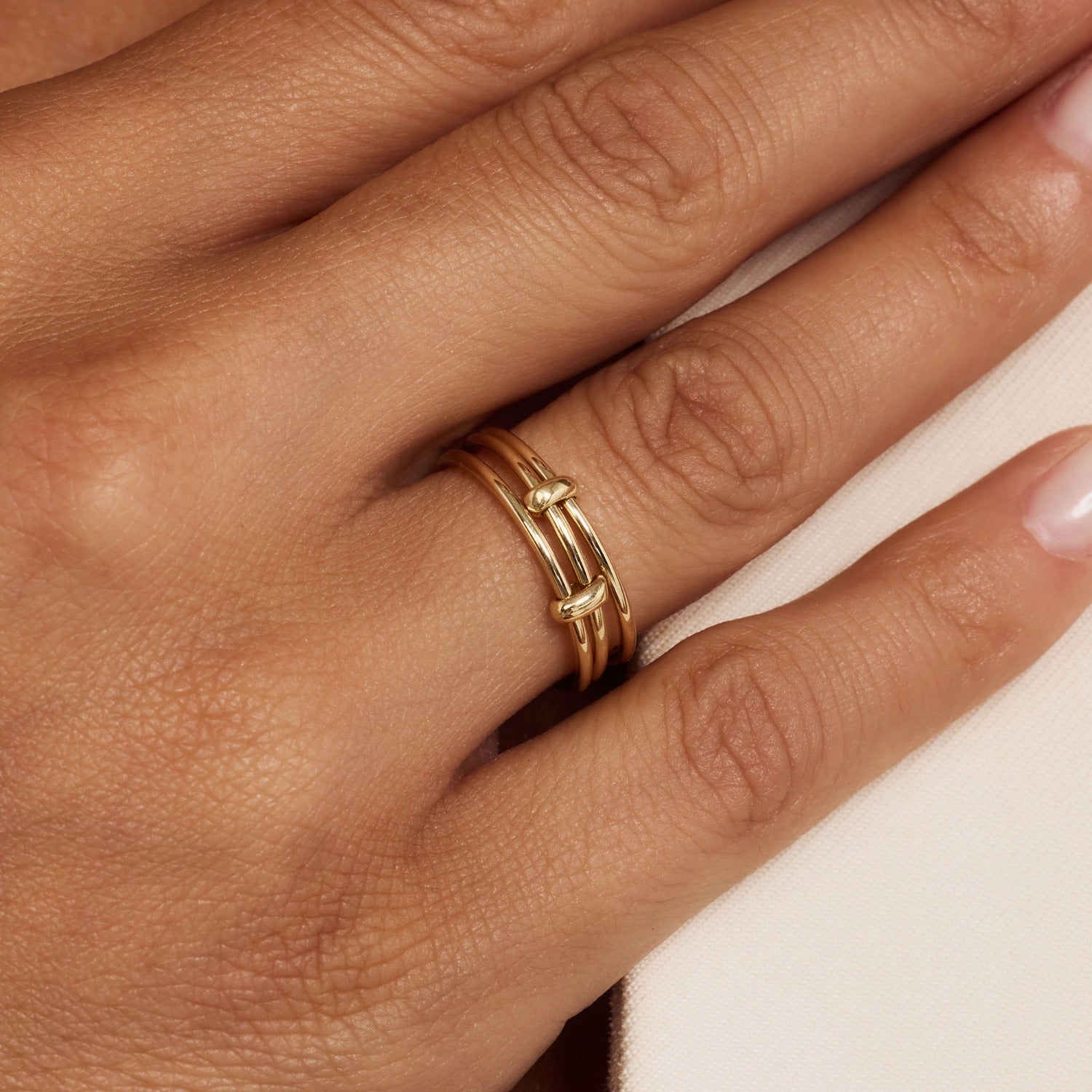 Isabel Bernard Cour d'Honneur Adora 14 karat golden 3-piece multiring IB330102-52