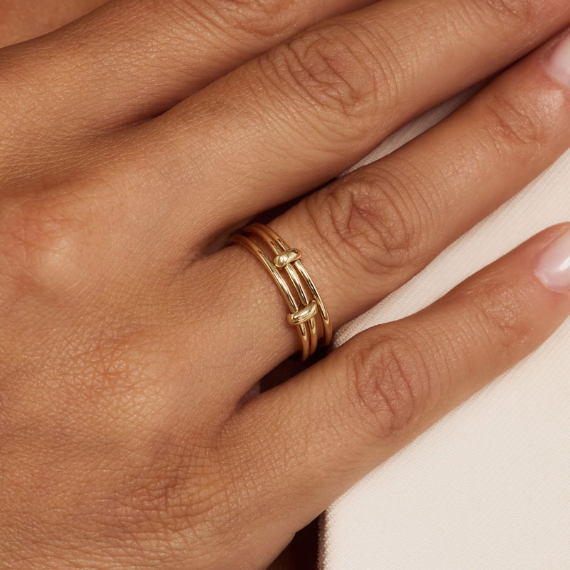 Isabel Bernard Cour d'Honneur Adora 14 karat golden 3-piece multiring IB330102-52-zoom-