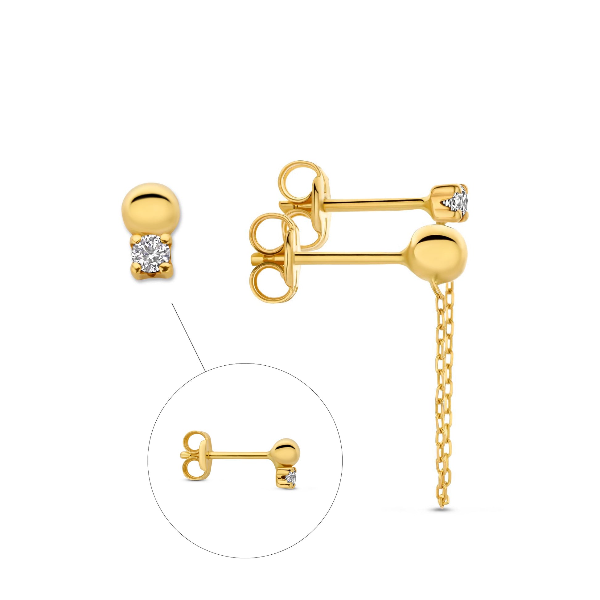 Isabel Bernard Rivoli Cézanne 14 Karat Gold Earrings with 3 Ear Studs IB360272